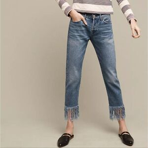 Anthropologie 3x1 NYC WM3 High-Rise Straight Cropped Fringe Jeans 26